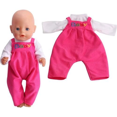 40-43 Cm Boy American Dolls Clothes Magenta Pantsuit Suspenders Newborn Baby Toys Accessories Fit 18 Inch Girls Doll Gift a14