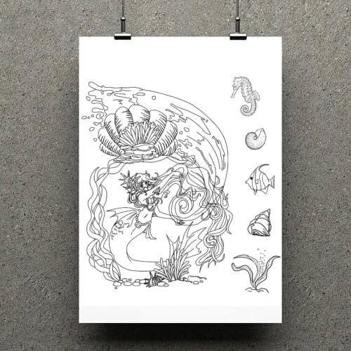 AZSG Mermaid Princess Shell Fish Clear Stamps For Scrapbooking DIY Clip Art /Card Making Decoration Silicone Stamps Crafts