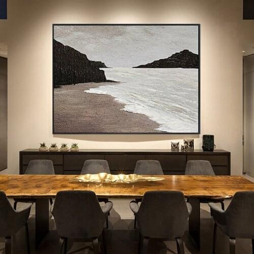 Hand-Painted Oil Painting Black And White Abstract Decorative Paintings For Modern Living Room Bedroom Thick Texture Painting