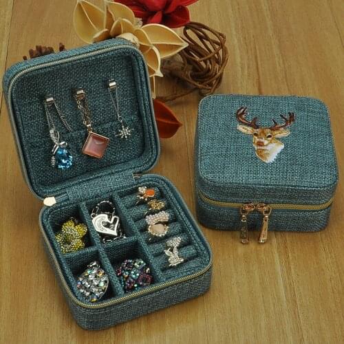 Chinese Style Handmade Embroidered Jewelry Box Small Size Princess Simple Vintage Earrings Ear Stud Necklace Ring Hand
