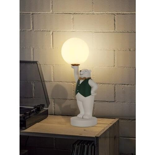 Nordic Creative Led Cartoon Moon Lamp Bedroom Bedside Lamp Living Room Modern Minimalist Bear Art Decoration Bedroom Table Lamp