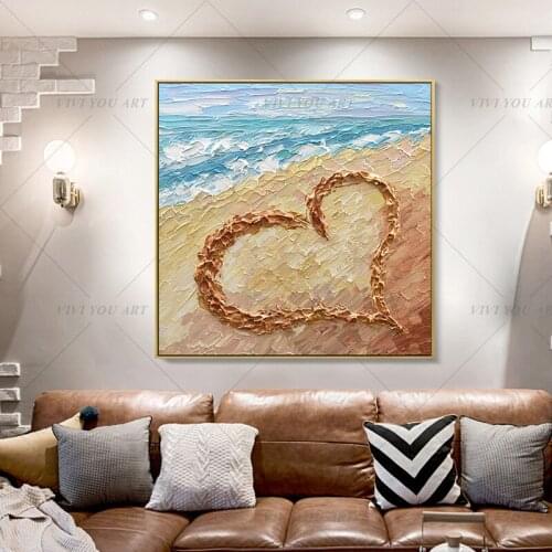 Heart Thick Art Canvas Painting Love Hands Wall Art 100% Handpainted Decorative Picture for Living Room Home Decor