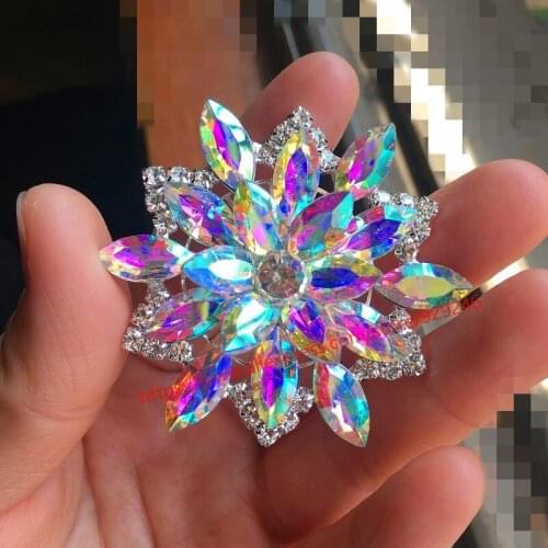 Gorgeous AB glass crystal lotus flower applique for garments accessory rhinestone flower trims for hat shoes artcrafts ornaments