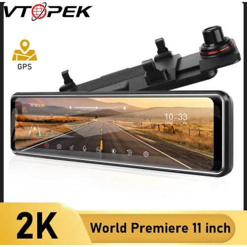 Jansite Car Dvr 11 Inch 2K Touch Screen Video Recorder Auto Registrar Stream Mirror With RearView Camera night vision dash cam