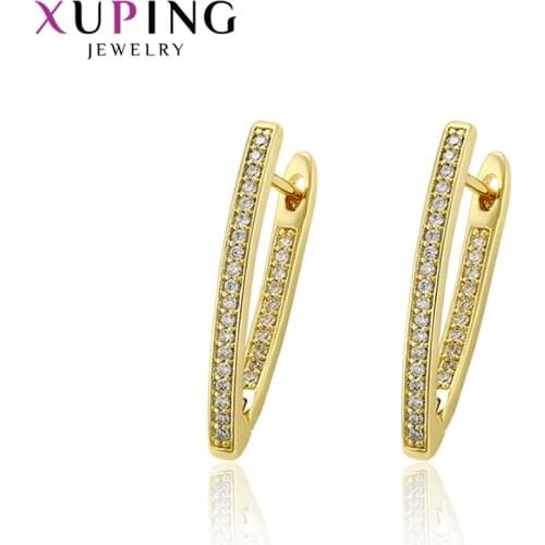 Xuping White Synthetic Cubic Zirconia Earrings Light Gold Color Plated Fashion Elegant Jewelry for Women Gift 97071