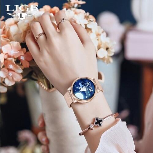 LIGE 2021 Women Smart Watch Full Touch Screen Smart Watch For Ladies Compatible With Android And IOS With Customizable Wallpaper
