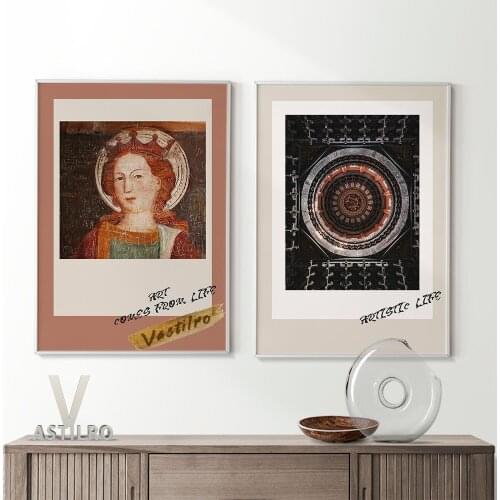 Female Portrait Retro Canvas Painting Prints Poster Chinese Style Ancient Building Aesthetics Religion Wall Picture Home Decor