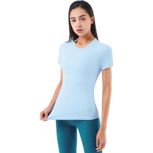 Women Yoga Top Slim Sports Top Short-sleeved T-shirt Workout Female Gym Summer Running Loose Fitness Breathable Training Blouse