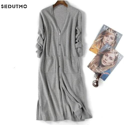 SEDUTMO Long Cardigan Woman Sweater Women Plus Size 3XL Knitting Oversize Sweater Long Sleeve Autumn Tunic Top ED380