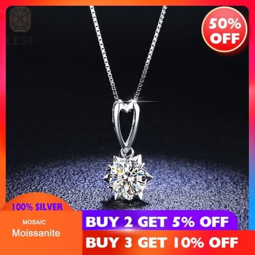 925 Sterling Silver Shiny 1.0 Carat Moissanite Snowflake Pendant Necklace Ladies Wedding Jewelry