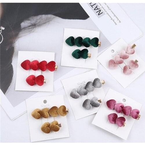1/2 Pc Vintage Velvet Love Hairpin Set Heart Shape Hair Clip Barrettes Fashion Hairpin Women Hair Accessories