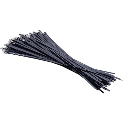 100pcs 4.6x100/150MM Multi-Purpose 304 Stainless Cable Twist Tie Locking Cable Metal Zip Ties Locking Zip-Exhaust Wrap Coated