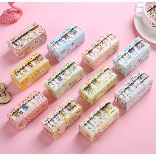 12 Rolls/box Girls Scrapbook Washi Tapes Set Kawaii Cute Stickers Stationery DIY Scrapbooking Diary Planner Masking Washi Tapes