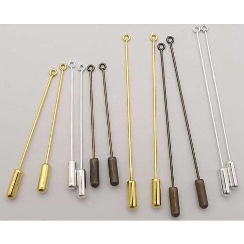 1000pc 5cm/7cm Length Brass Sharp Tip Eye Pin With Stopper Brooch Safety Pins female corsage DIY jewelry materials