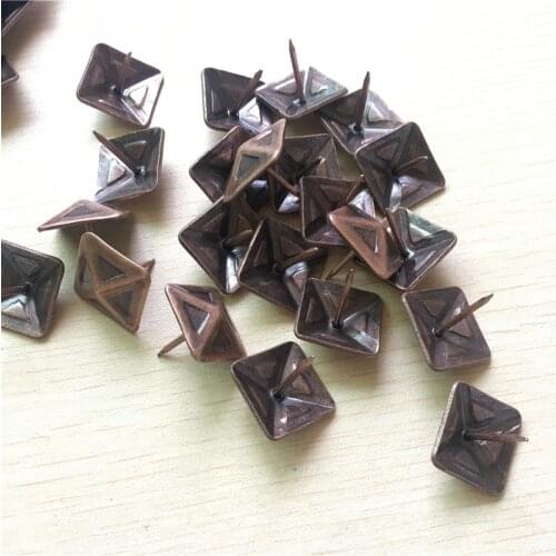 Antique Iron Door Nail Jewelry Case Box Sofa Decorative Tack Stud Pushpin Furniture Square Nails,Red Bronze,19mm,50Pcs