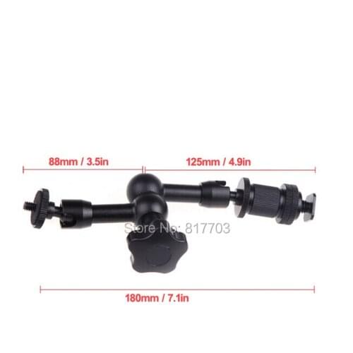 DSLR Photo Studio Accessories 7 Inch Friction Articulating Magic 1/4 Hot Shoe Connector Arm for Camera LCD Monitor LED Light