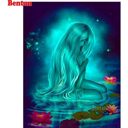 5D Diamond Embroidery Fantasy Mermaid Diamond Painting Cross Stitch Kit Full Square Drill Flower Girl Pictures Handicraft Decor