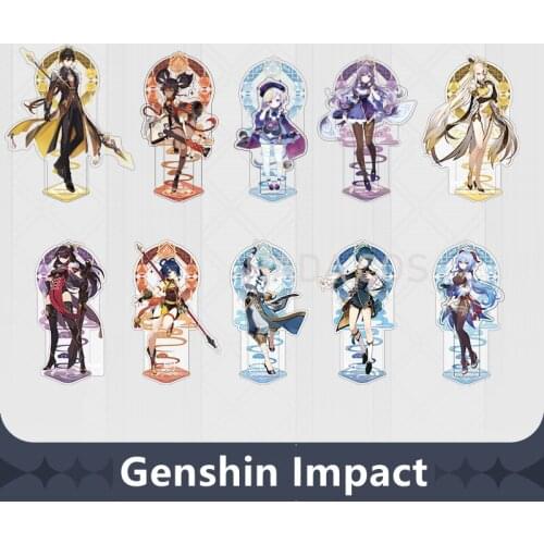 Anime Genshin Impact Liyue Harbor Ganyu Zhongli Xaio Qiqi Keqing Theme Stand Figure Cosplay Acrylic Model Plate Desk Decor Gift