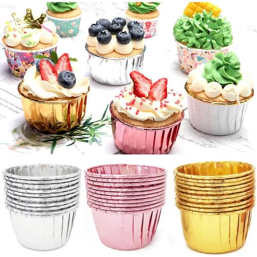 10/50pcs Cupcake Paper Cup Oilproof Cupcake Liner Baking Cup Tray Case Wedding Party Caissettes Golden Muffin Wrapper Paper