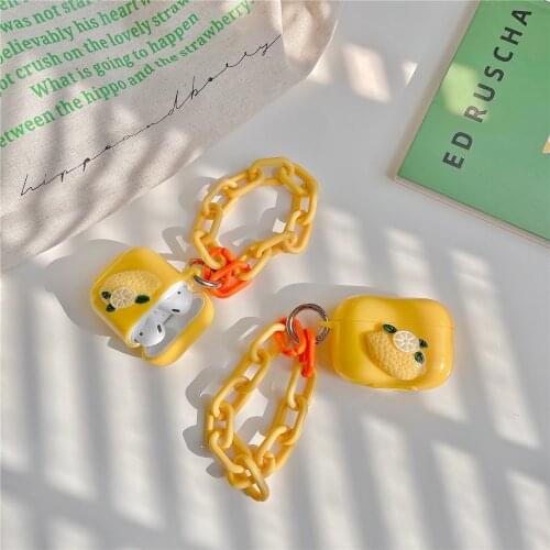 Wireless Bluetooth Earphone Case for Apple Airpods pro 1 2 Cases Bracelet 3D lemon PC headset Headphone box Protector Cover capa