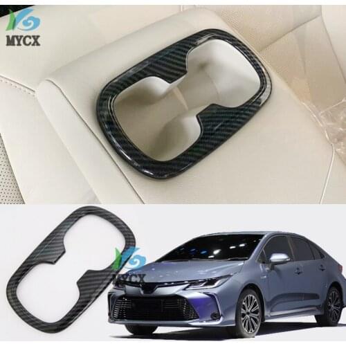 For Toyota Corolla E210 2019 2020 Carbon fiber Interior Rear Water Cup Holder Cover Trim Car Styling