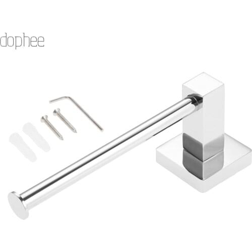 Dophee 1pc Toilet Paper Holder Wall Mount Tissue Roll Hanger Chrome Square Bathroom Toilet Roll Holder Bathroom Accessories