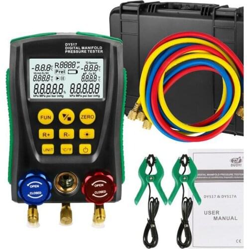 DY517A Refrigeration Digital Manifold Pressure Gauge Meter HVAC Vacuum Pressure Temperature Tester Leakage Test