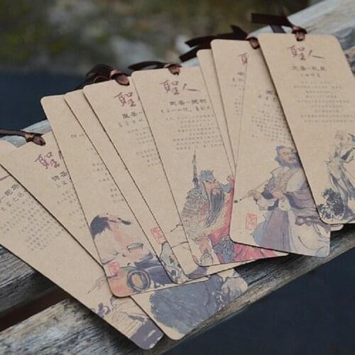 10 Pcs/Set Chinese Ten Saints Retro Cardboard Bookmark Mona Lisa Book Holder Gift Stationery