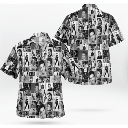 The King Elvis Presley 3D Beach Hawaiian 2021 Summer Shirt Short Sleeve Shirt Streetwear Oversized Camisa Social Chemise Homme