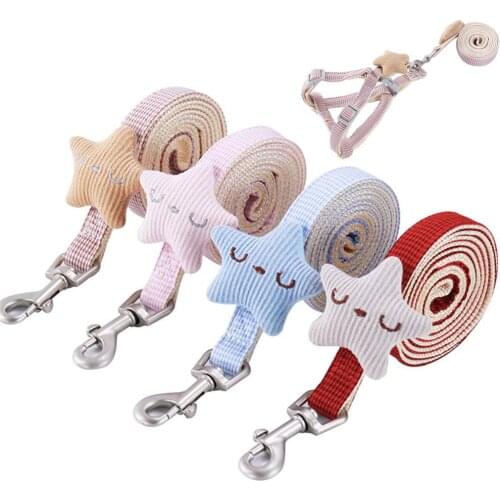 Cotton Pet Cat Harness And Leash Set Dog Puppy Seastar Nylon Collar Adjustable Kitten Chest Strap Vest Walking Traction Rope