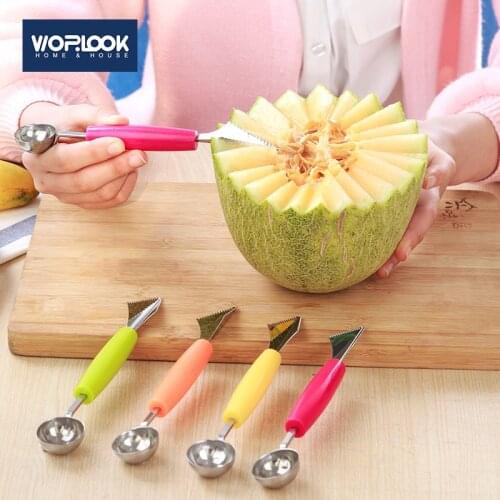 Creative Double Head Stainless Steel Ice Cream Digging Ball Scoop Spoon DIY Platter Tool Watermelon Fruit Carving Knife Cutter