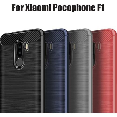 Soft Silicone Case for Xiaomi Pocophone F1 360 Brushed Carbon Fiber Texture Poco F1 Rugged Armor TPU Phone Cases Cover