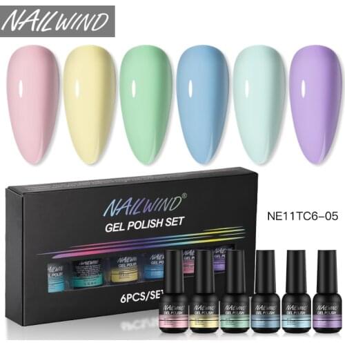 ROSALIND Varnish Nail Polish Set 6pcs Nail Kit For Nail Art Design Manicure Pure Colors UV LED Gel Nail Lacquer Base Top Coat