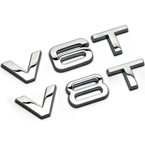 For V6T V8T Logo Stickers for Audi Q5 Q7 A3 8V A6 C5 C6 C7 A4 B5 B7 B8 Car Letter Rear Decal Metal Emblem Badge Accessories