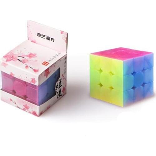 Newest QiYi Cube 3x3x3 Anti-adhesive Magic Cube with Elastic Spring Educational Toys for Brain Trainning Jelly Color
