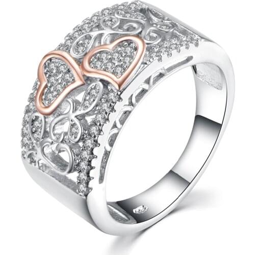 New 925 Sterling Silver Ring Love Heart Zircon Ring Female High Jewelry Gift