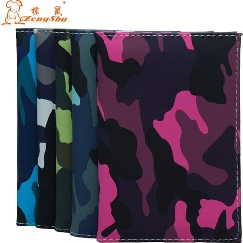 Blue With Camouflage Printing Pu Leather Passport Holder With Inner Film Holder Passport Cover For Travel