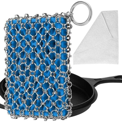 Kitchen Pan Cleaner Cast Iron Cleaning Brush Stainless Steel Chainmail Scrubber Frying Pot Grill Scrubbing Scraper Rust Remover
