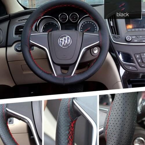 PU Leather Universal 38cm Car Auto Steering-Wheel Cover Braid On Steering Wheel Wrap Natural Fibers Car Accessories