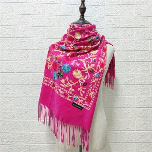 Autumn And Winter New Embroidery Cashmere Pashmina Shawl Scarf Women Ethnic Travel Scarfs Lady Thick Blanket Shawl Bufanda Mujer
