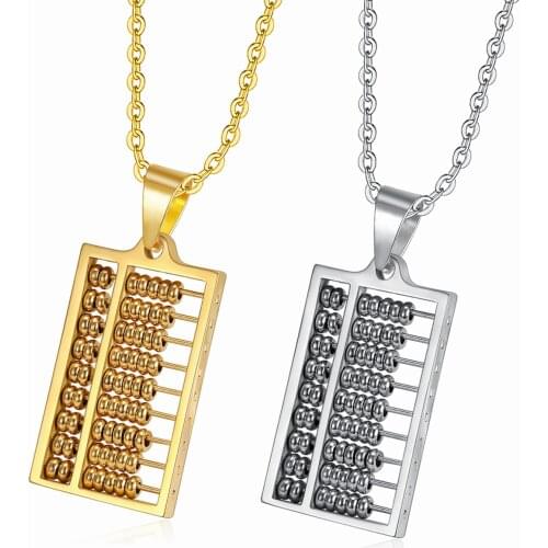 Gold Color Abacus Necklace Stainless Steel Ancient China Counting-frame Necklaces Pendants For Men Women Gift Jewelry