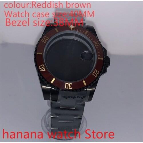 Suitable for NH35 36 Mingzhu2813 Miyata automatic winding 40mm sealed back black box series, with rotating red-brown bezel