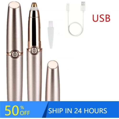 Portable Mini Electric Eyebrow Trimmer Lip Face Hair Razor Epilator Pen Hair Remover Eyebrow Shaver USB Rechargable 40#1016