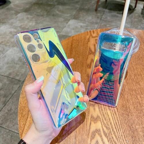 Transparent Gradient Laser Phone Case For Samsung Galaxy S20 FE S21 Note 20 Ultra 10 Pro 8 9 S10 S8 S9 Plus Soft TPU Clear Cover
