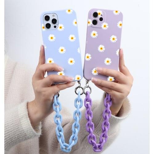 Lanyard Necklace Chain Case For Xiaomi Mi 10T 9 11 Lite A3 Poco F3 M3 X3 NFC Redmi Note 9 10 8 9T 7 5 Pro 8T 9s 10s Flower Funda