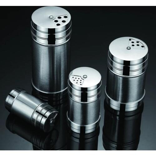 Salt And Pepper Shaker Spice Jars Stainless Steel Tins Camping Household Sugar Food Seasoning Containers Kitchen Gadget Sets