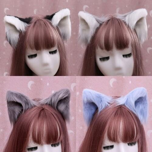 Sweet Lovely Furry Animal Beast Ears Hair Clips Anime Lolita Wolf Cat Cosplay Plush Hairpins Halloween Party Costume