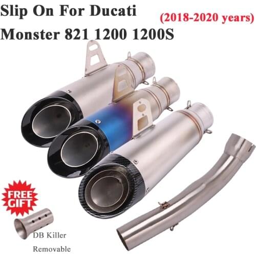 Slip On For DUCATI Monster 821 1200 1200S 2018 2019 2020 Motorcycle Exhaust System Escape Modify Mid Link Pipe Muffler DB Killer
