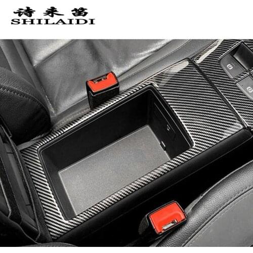 Car Styling Carbon Fiber Central Armrest Storage Box Panel decoration Cover Stickers Trim For Audi A3 8V S3 Interior Accessories