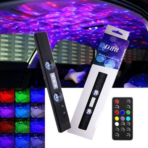 Car Decoration Light RGB Interior LED Light Wireless Remote Car Decorative Lamp Auto Ambient Light Lamp Charging Foot Light